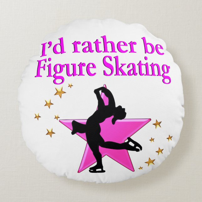 Almofada Redonda PINK FIGURE SKATER bonito (Frente)