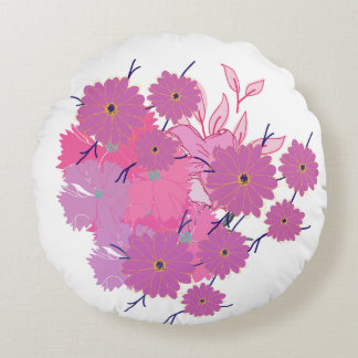 Almofada Redonda Pink Flower Couch Pillow