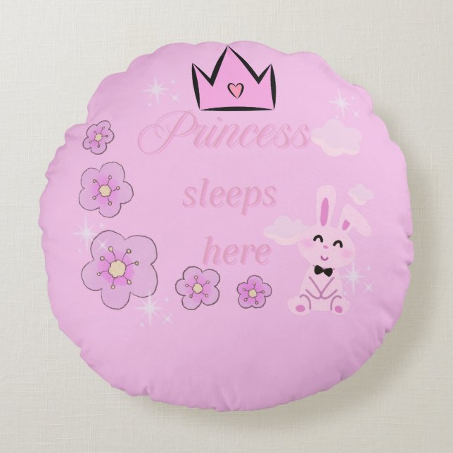 Almofada Redonda Pink Princess Round Pillow for Kids (Frente)