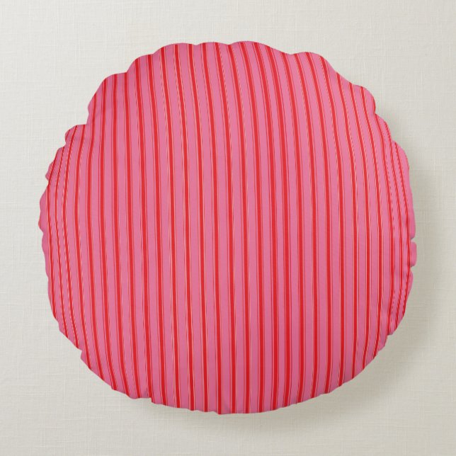 Almofada Redonda Pink Red Stripes, Modern, Elegant  (Frente)