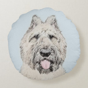 Almofada Redonda Pintura Bouvier des Flandres - Arte Cachorra Origi