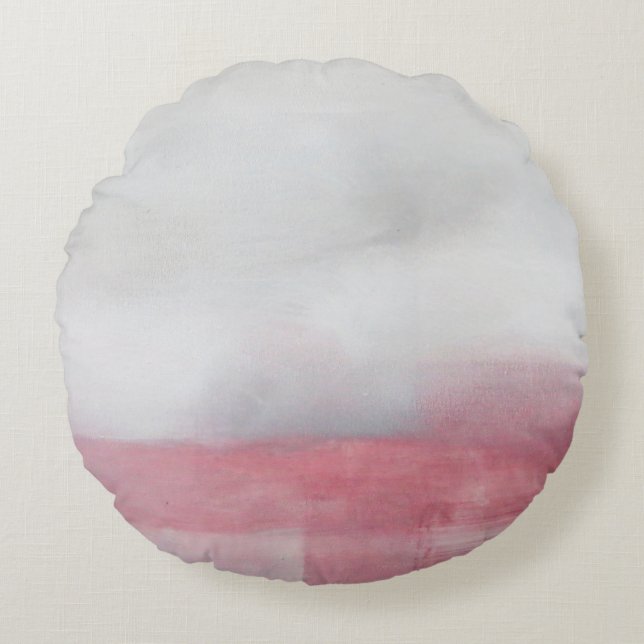 Almofada Redonda Pintura de Abstrato rosa e Cinza. Arpai moderno (Frente)