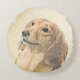 Almofada Redonda Pintura de Dachshund (Longhaired) - Arte de Cão Or (Frente)