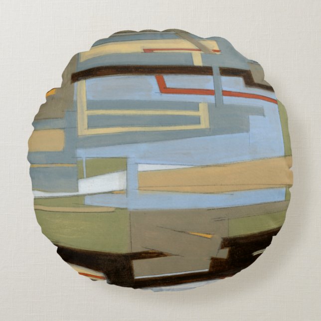 Almofada Redonda Pintura de expressão livre moderna por Norman Wyat (Frente)