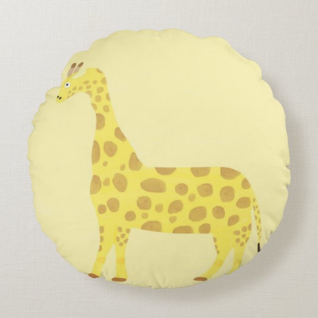 Almofada Redonda pintura de girafa (Frente)