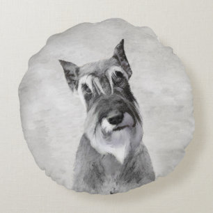 Almofada Redonda Pintura de Schnauzer (Giant) - Arte Canina