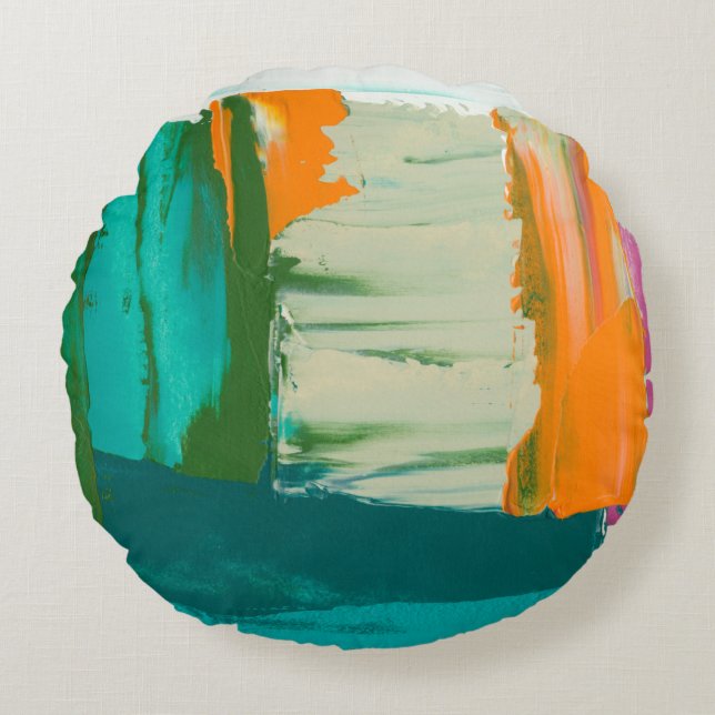 Almofada Redonda Pintura múltipla de impressão de expressão livre (Frente)