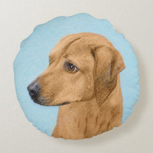 Almofada Redonda Pintura Ridgeback da Rodésia - Arte Cachorra Origi