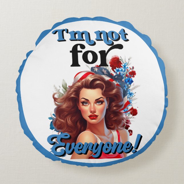 Almofada Redonda Pinup Americano Retroativo_ Não para Todos (Frente)