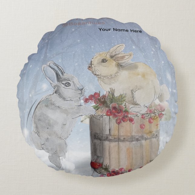 Almofada Redonda "Pipa & Marlow" Boganhues print  (Frente)