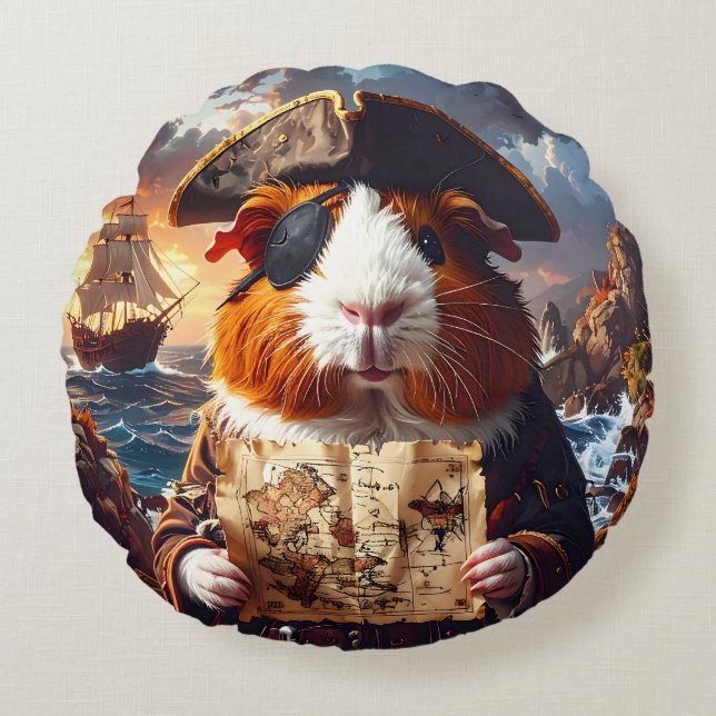 Almofada Redonda Pirate Guiné Pig (Frente)