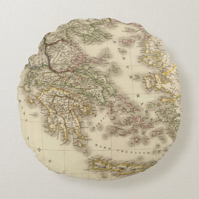 Almofada Redonda Piscina histórica, mapa do atlas de Paris (Frente)
