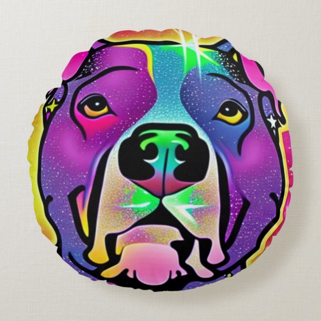 Almofada Redonda Pitbull Dog Pop Art (Frente)