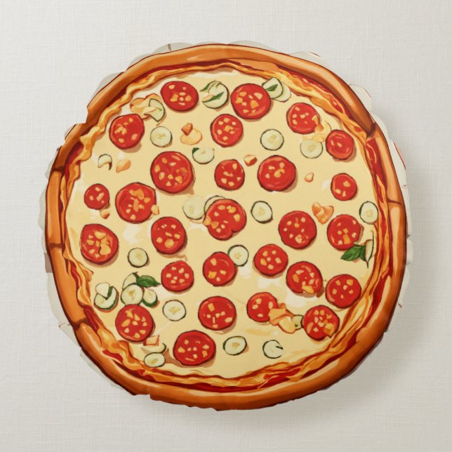 Almofada Redonda Pixel's Pizza Pop (Frente)