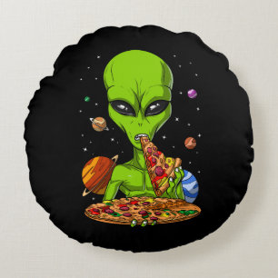 Almofada Redonda Pizza Espacial de Comida de Alienígena