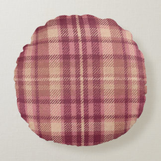Almofada Redonda Plaid Rosa Empoeirado Tons Rosados Quentes e Suave