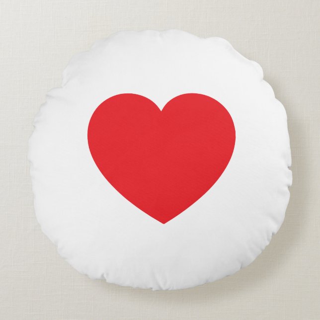 Almofada Redonda Plain Modern White Red Love Heart Graphic (Frente)