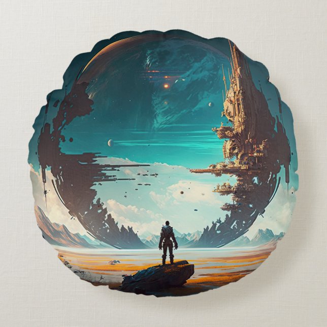 Almofada Redonda Planeta Desconhecido Duplo Lado (Frente)