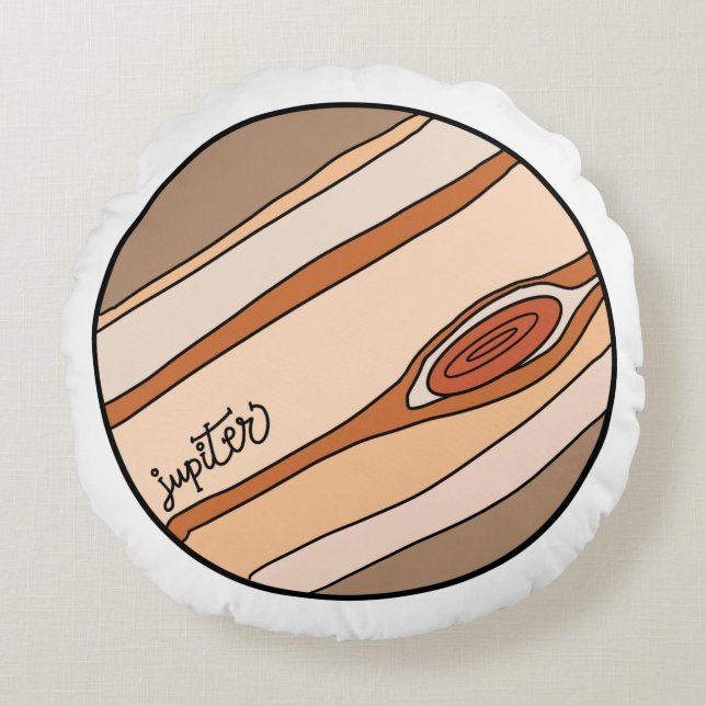 Almofada Redonda Planeta Jupiter do sistema solar (Frente)
