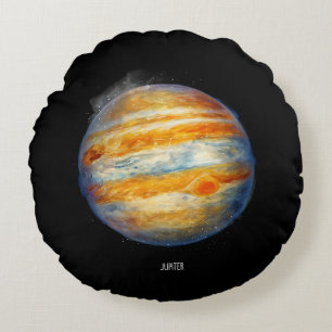 Almofada Redonda Planeta Júpiter Trabalho de arte - Ilustração do E