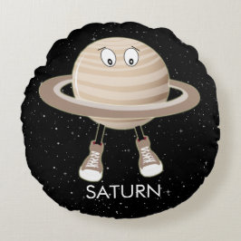 Almofada Redonda Planeta Saturno e estrelas