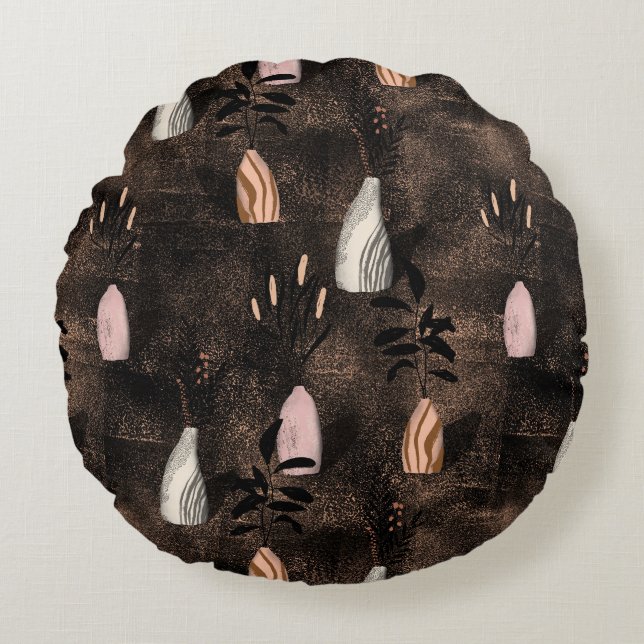 Almofada Redonda Plantas russas travesseiros em harmônicas de cor d (Frente)