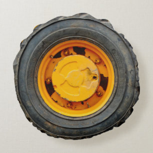 Almofada Redonda pneu liso amarelo alaranjado de carro antigo