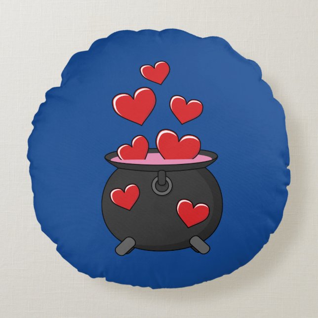 Almofada Redonda Poção do Amor Corações (Frente)