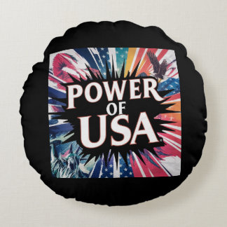 Almofada Redonda Poder do Travesseiro dos EUA - Bandeira Americana 