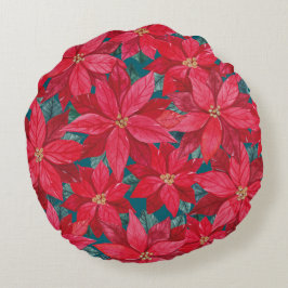 Almofada Redonda Poinssetias Winter Shelter