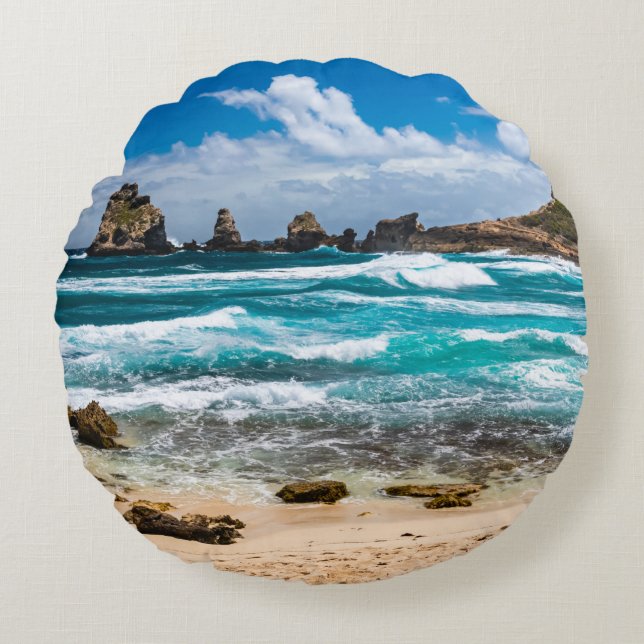 Almofada Redonda Pointe des Chateaux, Grande-Terre, Guadeloupe Roun (Frente)