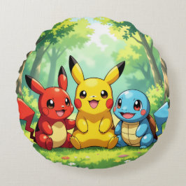 Almofada Redonda Pokémon und seine Treue Freunde