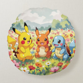 Almofada Redonda Pokémon und seine Treue Freunde