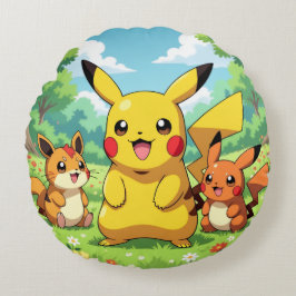 Almofada Redonda Pokémon und seine Treue Freunde