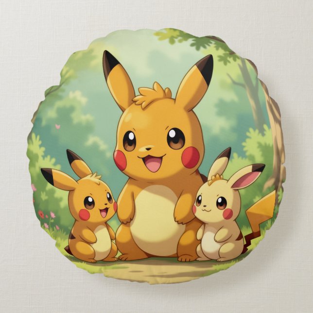 Almofada Redonda Pokémon und seine Treue Freunde (Frente)