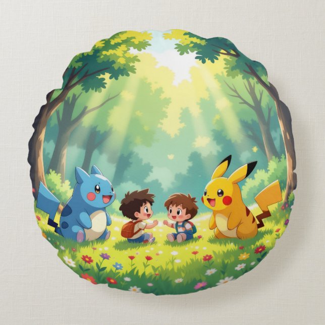 Almofada Redonda Pokémon und seine Treue Freunde (Frente)