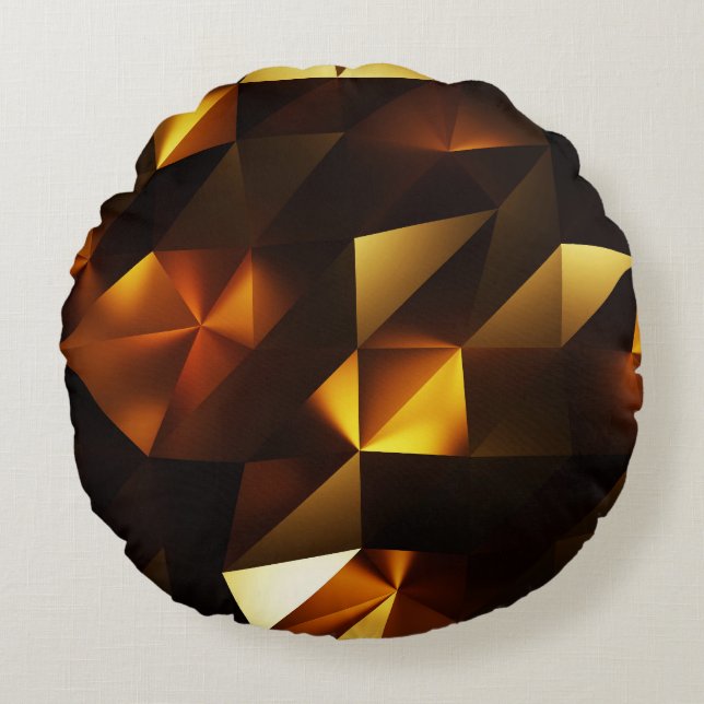 Almofada Redonda Polígono Dourado: renderização de Abstrato 3D (Frente)
