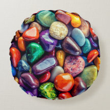 Polished Sea Rocks Round Throw Pillow
