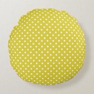 Almofada Redonda Polkadot Amarelo e Branco