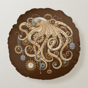 Almofada Redonda Polvo Steampunk Retro Fantasia Mecânica