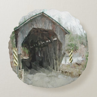 Almofada Redonda Ponte coberta de madeira