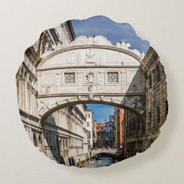 Almofada Redonda Ponte de Luz, Veneza, Itália (Verso)