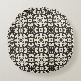 Almofada Redonda Ponteiro Geométrico Preto e Branco Sem Olhos