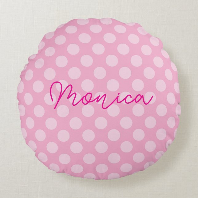 Almofada Redonda Ponto Rosa Personalizado (Frente)