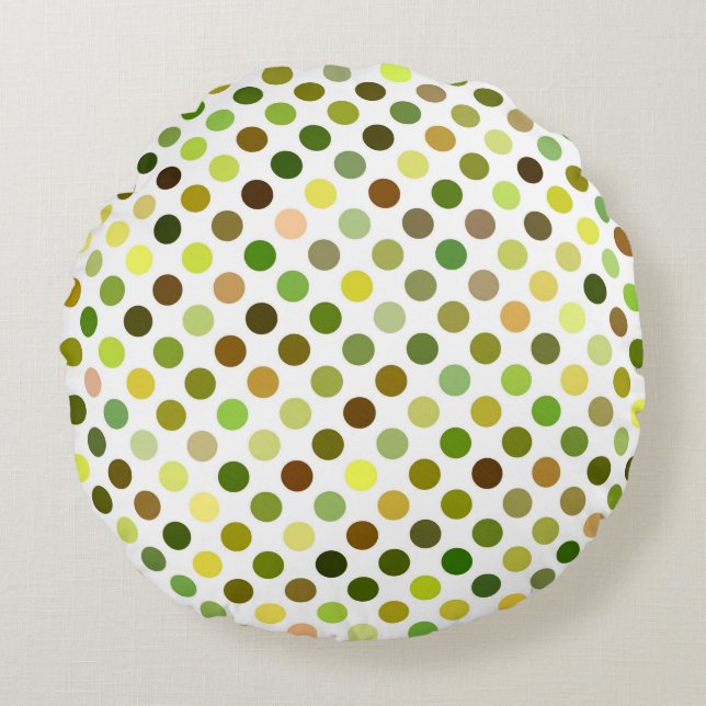 Almofada Redonda Pontos Amarelos e Verde (Frente)