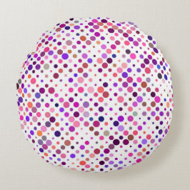 Almofada Redonda Pontos coloridos, magenta, cor-de-rosa e púrpura