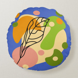 Almofada Redonda Pontos de abstrato interessantes com folhas