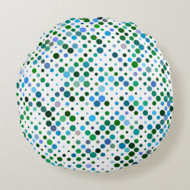 Almofada Redonda Pontos roxos coloridos, azuis, verdes e Lavandas