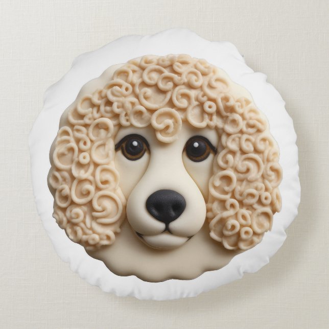 Almofada Redonda Poodle Dog 3D Inspirado (Verso)
