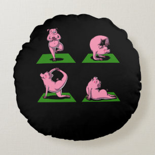 Almofada Redonda Porco Bonito Yoga Possui Animais Agrícolas Engraça